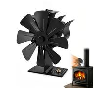 Ventilateur Poele à Bois, Ventilateur Poele à Granulés sans Électricité | 8 Pales de Ventilateur, Thermomètre Intégré, Adapté aux Poêles à Bois, Poêles à Granulés et Poêles Divers, Pas de Bruit