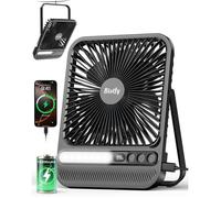 Ventilateur Portable, 10000Mah Ventilateur Camping Rechargeable Avec Lampe, Silencieux 4 Vitesses Timer Crochet 180°Pliable Ultra Mi