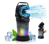 Ventilateur portable, 15 000 mAh, éclairage RGB, 4 vitesses de ventilation, 4 modes de brumisation, réservoir de 2 litres, noir