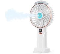 Ventilateur Portable - 4000mAh Ventilateur Bureau Brumisateur,5 Vitesses,Fan Rechargeable USB avec Base,Affichage