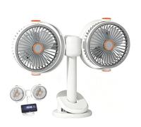 Ventilateur Portable à Fixation Double Tête, Ventilateur De Bureau Usb à 5 Vitesses, Ventilateurs Portables Usb à Rotation De 360°, Ventilateur Personnel De Refroidissement Pour Poussette En Extérieur