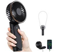 Ventilateur Portable à Main, Mini Ventilateur Pliable 180°, 6 Vitesses, Affichage LCD, Ultra Silencieux, 3600mAh, Avec Lanière