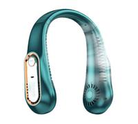 Ventilateur portable à porter autour du cou, 5 vitesses, refroidissement à 360°, écran LED, unisexe, rechargeable (vert)