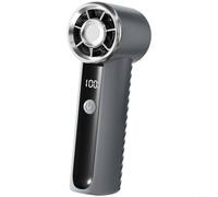 Ventilateur portable avec écran LED, 100 niveaux de flux d'air, rechargeable par USB, 1800 mAh, moteur silencieux sans balais pour voyage en plein air, blanc (gris)