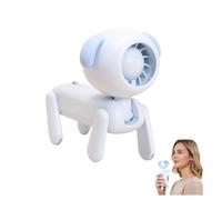 Ventilateur Portable Chien Mignon Rechargeable USB Type C, Ventilateur à Main et de Bureau 2 en 1, 3 Vitesses Réglables, Mini Ventilateur Silencieux 1200 mAh pour Voyage École Camping (Bleu)