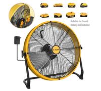 Ventilateur portable de 12/16 pouces compatible avec Dewalt 18-20V, ventilateur de sol extérieur avec adaptateur, pour chantier, garage, urgence, voyage, camping Black 12 Inch