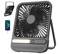 Ventilateur Portable de Voyage 7 Pouces avec Lumière, jusqu’à 28H d’Autonomie, Ultra Fin 1,4 Pouce, Minuterie 8H, Silencieux 42 dB, 4 Vitesses, Inclinaison 180°, Ventilateur de Bureau Rechargeable