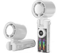 Ventilateur portable,ELVANZA,ventilateur intelligent à affichage numérique,ventilateur compact,autonomie exceptionnelle,utilisable à la main,pliable,à porter autour du cou ou sur un bureau,blanc Blanc