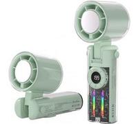 Ventilateur portable,ELVANZA,ventilateur intelligent à affichage numérique,ventilateur compact,autonomie exceptionnelle,utilisable à la main,pliable,à porter autour du cou ou sur un bureau,vert Vert
