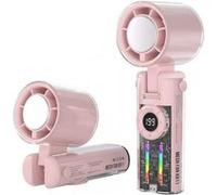 Ventilateur portable,ELVANZA,ventilateur intelligent à affichage numérique,ventilateur compact,autonomie exceptionnelle,utilisable à la main,pliable,à porter autour du cou ou sur un bureau,rose Rose