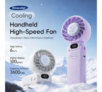 Ventilateur portable Kinscoter, nouveau ventilateur de poche rafraîchissant, 3600 mAh, pliable, 100 niveaux de contrôle de vitesse, mini ventilateur personnel haute vitesse avec cordon C White NO ICE