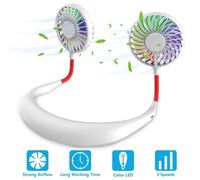 Ventilateur Portable - LAMZIEN - Mini Ventilateur Serre-Nuque - USB Rechargeable - 3 Vitesses - Blanc