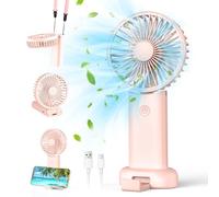 Ventilateur Portable, Mini Ventilateur à Main, Petit Ventilateurs de Voyage, Ventilateurs Manuel Rechargeable Avec 3 Vitesses, Ventilateurs Personnel Pour Extérieur, Déplacement, Bureau, Camping Rose