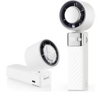 Ventilateur Portable,Mini Ventilateur Rechargeable 5000mAh,Petit Ventilateur Silencieux Turbo Réglable en Vitesse(1 à 199)(Blanc)