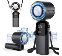 Ventilateur Portable, Mini Ventilateur USB avec 5 Vitesses,3600 mAh Ventilateur de Poche Rechargeable,Écran LED,Pliable 3-en-1 Ventilateur à Main pour Main, Cou ou Table, pour Été, Voyage et Extérieur