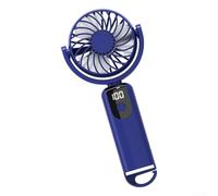 Ventilateur portable, mousqueton pour mini ventilateur, affichage numérique 100°, rechargeable par USB pour dortoir extérieur (bleu)