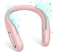 Ventilateur portable personnel - rechargeable par USB - sans fil - sans ventilateur - 3 vitesses - 70 bouches d'aération - réglable - pour l'extérieur - le sport - le bureau - rose