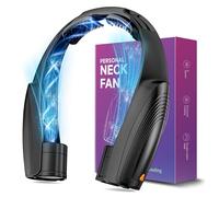 Ventilateur portable pour le cou, 8000 mAh, 6 vitesses, silencieux, sans fil, noir