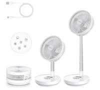 Ventilateur Portable Rechargeable 10000mAh Pliable 25cm Oscillant avec Télécommande,Ventilateur Silencieux USB Bureau 8 Vitesses LED