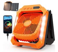 Ventilateur portable rechargeable 26800mAh avec panneau solaire 2-en-1, 3 vitesses, ventilateur sans fil alimenté par batterie avec lanterne LED, minuterie, ventilateur de table silencieux USB-C pour