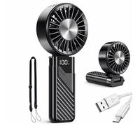 Ventilateur Portable Rechargeable 3en1 USB-C Ventilateur de Poche Pliable Tour de Cou 4 Vitesses Affichage Batterie Phonillico®