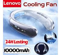 Ventilateur portable sans pales Lenovo 10000mAh USB à suspendre au cou, mini, rechargeable, silencieux, avec affichage numérique LED, rafraîchisseur d'air électrique, nouveau Rose gold