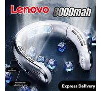 Ventilateur portable sans pales Lenovo 8000 mAh à suspendre au cou, rechargeable par USB, silencieux, avec affichage numérique LED, rafraîchisseur d'air électrique USB portatif Rose gold S2