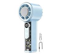 Ventilateur portable - Taille 6,2 x 6,2 x 15,7 cm, construction ABS + PC, système de contrôle numérique 100 vitesses, conception rechargeable USB Type C | Mini dispositif de refroidissement, voyage, b