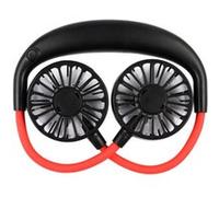 Ventilateur portable Tour de cou réglable à 360 ° pour les sports, alimenté par USB noir