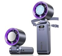 Ventilateur Portable Ultra Rapide 10m/s Rechargeable USB 5000mAh 1-199 Vitesses Affichage LCD Ventilateur de Poche Gris VENTILATEUR