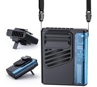 Ventilateur Portable USB rechargeable Extérieur - 3en1 Cou Ceinture Bureau Moteur Puissant 5 Vitesses 4000mAh Écran LED MainsLibres Clip pour Extérieur Travail, Jardinage Chantier Vélo Festival, Noir