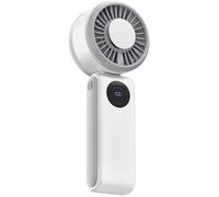 Ventilateur Portatif 3-en-1 - Tendance Voyage Nomade - Rechargeable 5 vitesses 4000mAh - Pliable 90° affichage numérique - Blanc