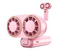 Ventilateur portatif, écran numérique à 5 vitesses, refroidisseur à deux têtes, 11,8 x 16,2 x 4,5 cm, design portable et léger, fonctionnement silencieux, ventilateur électrique rechargeable pour
