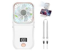 Ventilateur Portatif - GIGICIAL - Mini Pliable - Affichage LED - Rechargeable - Compact Blanc