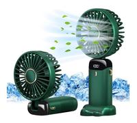 Ventilateur portatif mini ventilateur portable rechargeable par USB petit ventilateur de poche 5 vitesses avec base 3000 mAh Vert