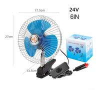 Ventilateur pour camion Métal 12V/24V Oscillant Ventilateur pour(6in 24V) | Structure métal galvanisé, oscillation automatique, vent puissant, , pour camion et voiture