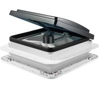 Ventilateur pour camping-car/caravane - Ventilateur de toit - 12 V - 28 x 28 cm - Éclairage LED - Moustiquaire - Plastique ABS - Blanc