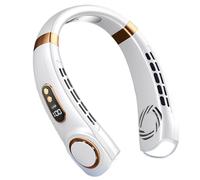 Ventilateur pour le cou - Outil de ventilation silencieux rechargeable à 5 vitesses, ventilateur de cou portable à lumière LED 7 couleurs avec écran, dispositif de refroidissement personnel mains libr