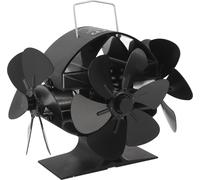 Ventilateur pour poêle à bois, 3 têtes, 18 pales – à chauffage thermique, flux d'air à 270°, en aluminium, avec grille de protection et poignée, ventilateur pour poêle à bois