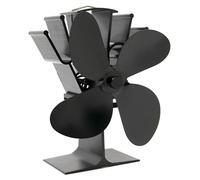 Ventilateur pour poêle à bois, avec 4 pales, pour la distribution de la chaleur, de couleur noire