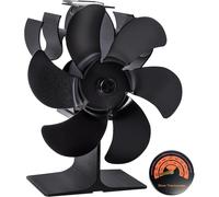 Ventilateur pour poêle à bois - Diffuseur de chaleur - Chauffage plus efficace - Inclut un thermomètre - 17,5 x 11,5 x 6 cm - Noir