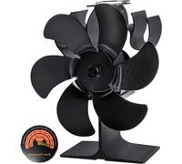 Ventilateur pour poêle à bois - Diffuseur de chaleur - Chauffage plus efficace - Inclut un thermomètre - 17,5 x 11,5 x 6 cm - Noir