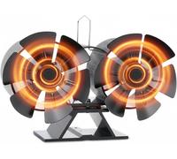 Ventilateur pour poêle à bois - Double ventilateur - Répartition de la chaleur - Fonctionnement silencieux - 20 x 15 x 17 cm - Noir