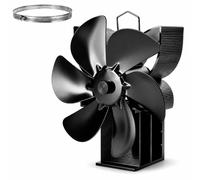 Ventilateur pour poêle à bois ou à pellets, sans électricité, avec 6 pales, en aluminium