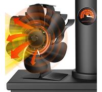 Ventilateur pour poêle à bois - Répartit la chaleur - Fonctionne sans électricité - Dimensions : 10 x 7 x 18 cm - Couleur : noir