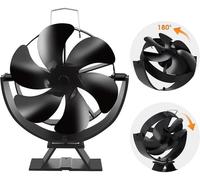 Ventilateur pour poêle à bois - Ventilateur de cheminée à énergie thermique - 6 pales - Angle réglable - Thermomètre - Protection contre la surchauffe - Fonctionnement silencieux - Ne nécessite pas d'