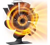 Ventilateur pour poêle à bois - Ventilateur de cheminée - Distribution de la chaleur - 6 pales - 22,5 cm de hauteur - Noir brillant