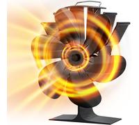 Ventilateur pour poêle à bois - Ventilateur de cheminée - Distribution de la chaleur - 6 pales - 22,5 cm de hauteur - Noir brillant