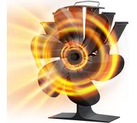 Ventilateur pour poêle à bois - Ventilateur de cheminée - Distribution de la chaleur - Conception à six pales - Hauteur : 22,5 cm - Noir brillant