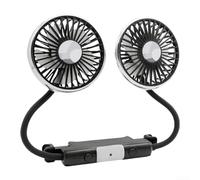 Ventilateur pour voiture Double Tête USB 3 Vitesses Silencieux | Double tête rotative, distribution air optimale, refroidissement rapide, design compact noir, idéal été